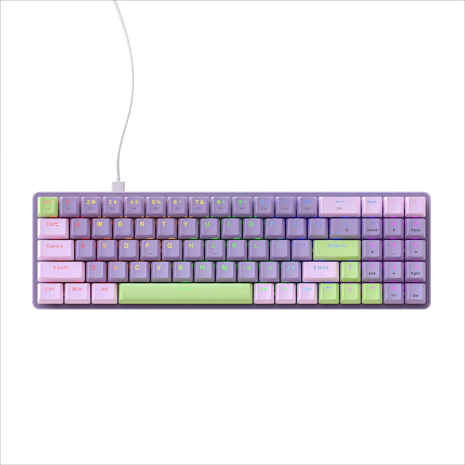 ZIYOULANG K65 Механическая настраиваемая электронная Спортивная Проводная игровая клавиатура, двухцветная прозрачная клавиатура, 78 клавиш