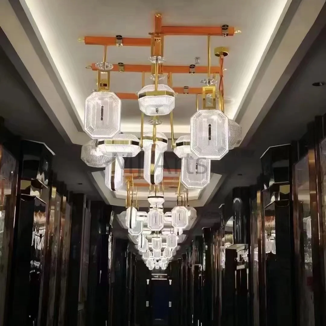 Business ktv lamp private room room aisle high-grade high-grade light luxury leather chandelier belt lamp combination chandelier