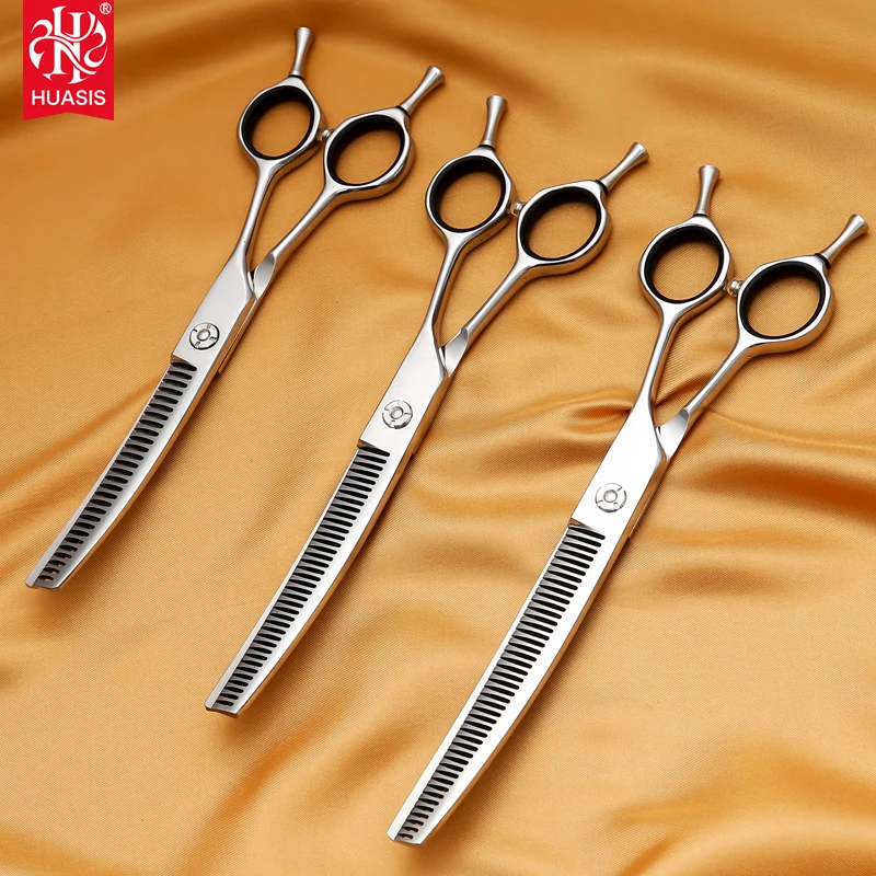AR-VQ01 6.5inch 7inch 7.5inch Dog Grooming Scissor Curved Chunker Pet Grooming Thinning Shear Hair Cutting Tool for Pet JP 440C