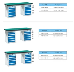 YINHOO Custom Industrial 2 Drawers Wooden Desktop Steel Work Bench Tool Workbench