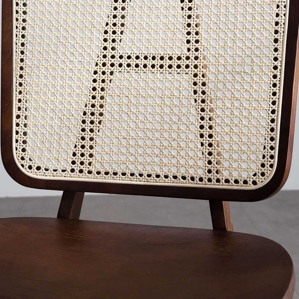 Modern solid wooden designer chairs wooden wedding chairs ash wood dining chair with woven  rattan back