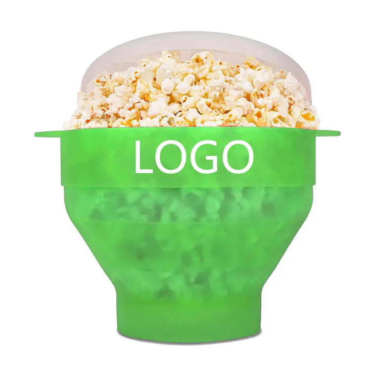 Microwave Popcorn Popper Hot Air Collapsible Silicone Popcorn Maker Bowl with lid and handles