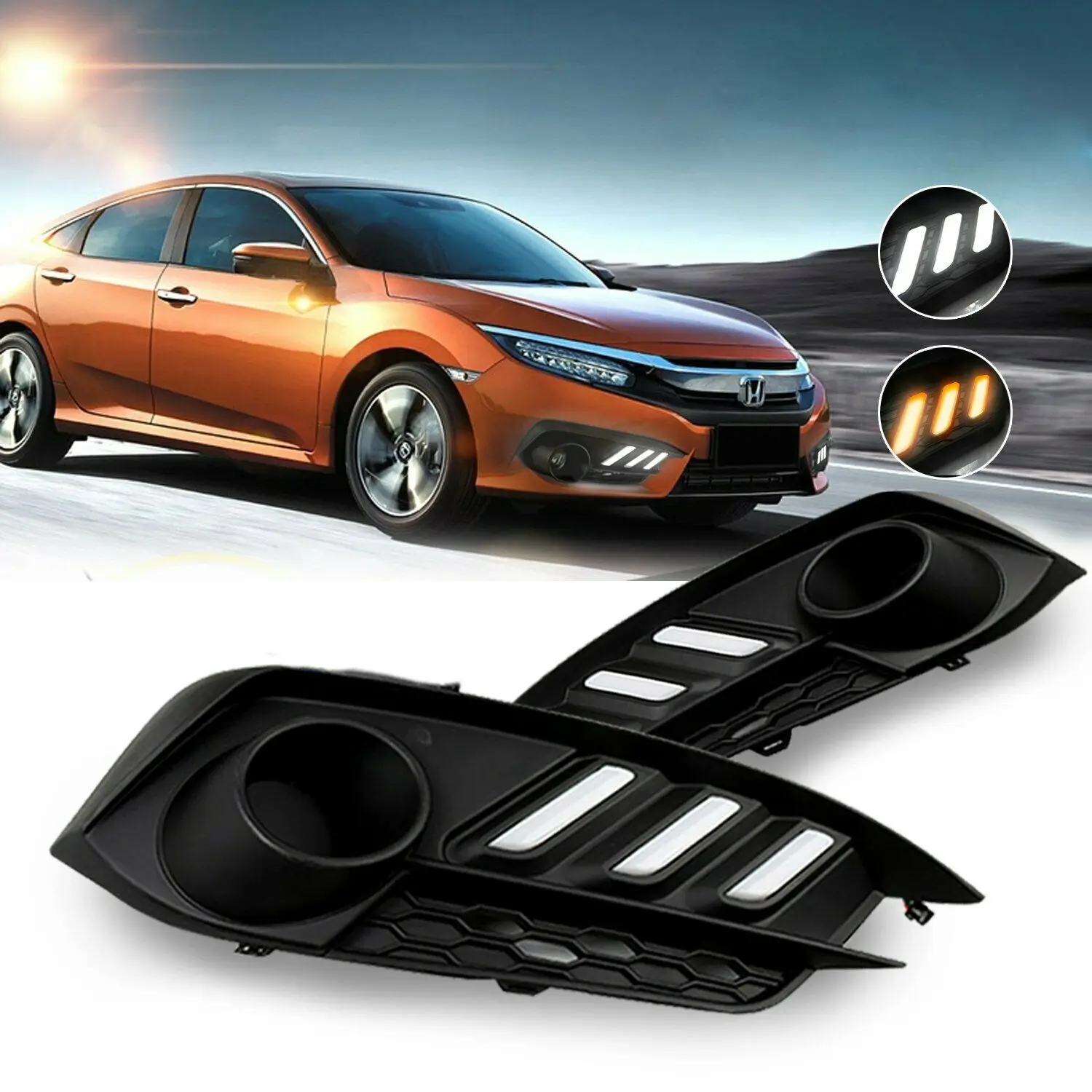 Светодио дный Автомобильные фары DRL дневные ходовые огни для Honda Civic 2016 2017