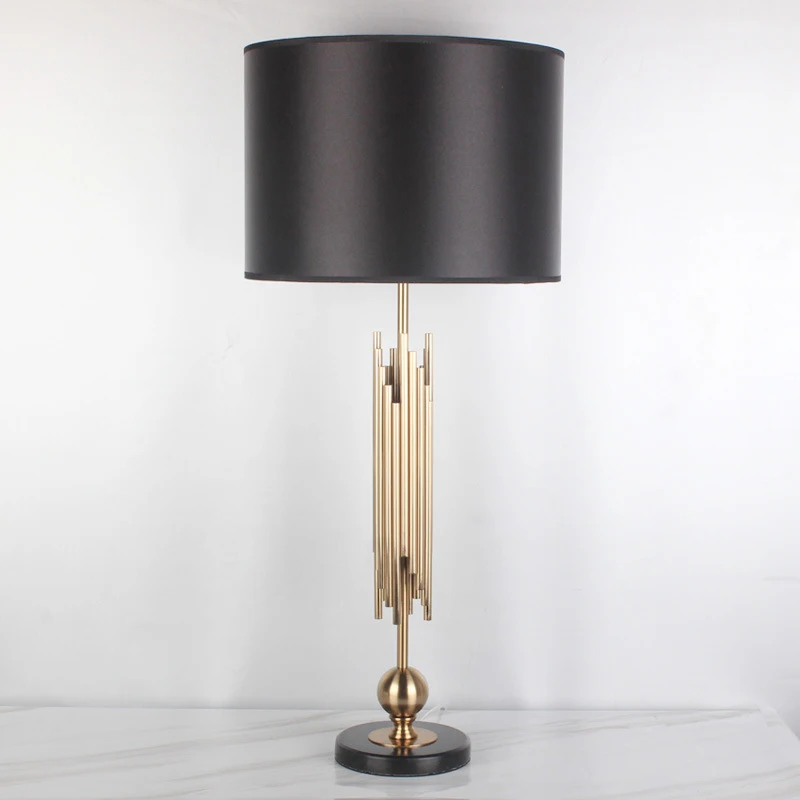home decorative living room modern black shade luxury metal gold table lamps
