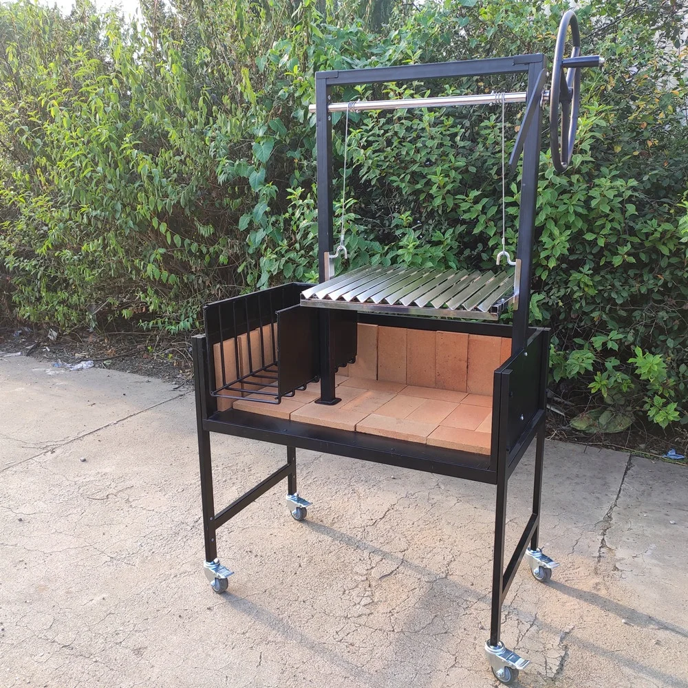 Open front brick lined argentina santa maria stainless bbq grill trailer