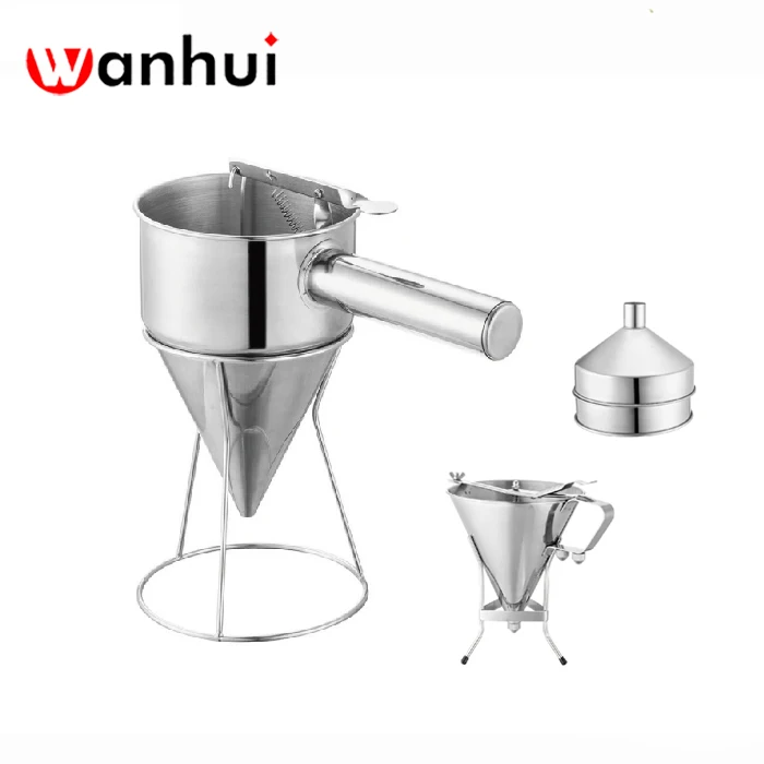 
Stainless Steel Waffle Pancake Batter Dispenser Oil Funnel Octopus Balls Tools,Meatball Funnel With rack 