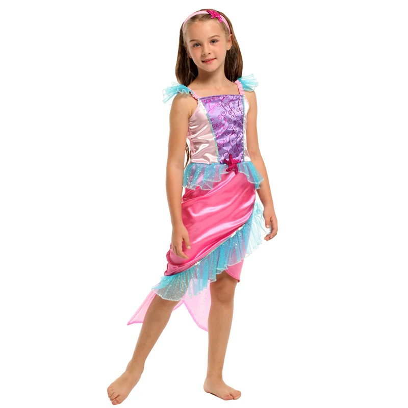 High quality kids colorful cosplay costume party mermaid children fancy dress