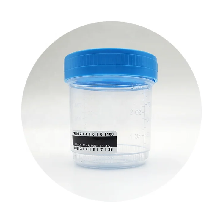 Одноразовый пластиковый контейнер для мочи, 40 мл, 60 мл, 90 мл, 100 мл, 120 мл, чашка для образцов мочи с температурной полосой