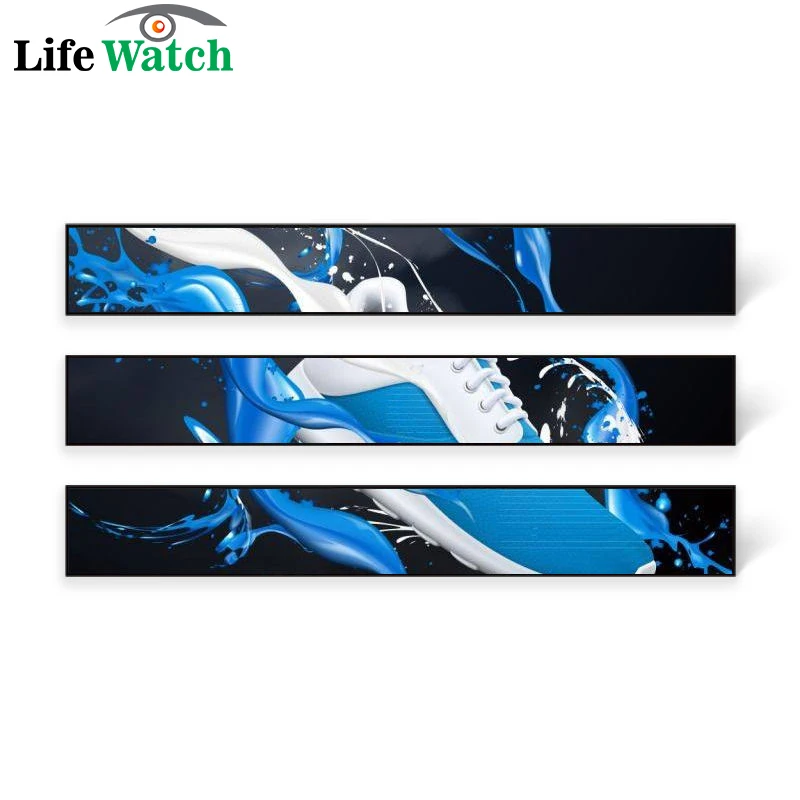 Factory direct 28 inch single sided stretched goods shelf lcd advertising screen digital signage display