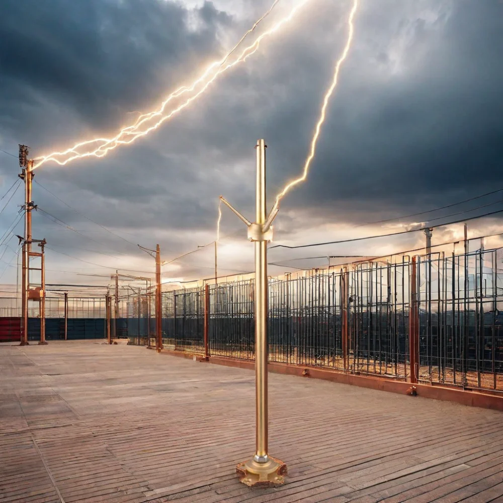 Custom Wholesale Low Price lightning Protection Earthing Pure Copper Lightning Conductor Lightning Rod with brass base