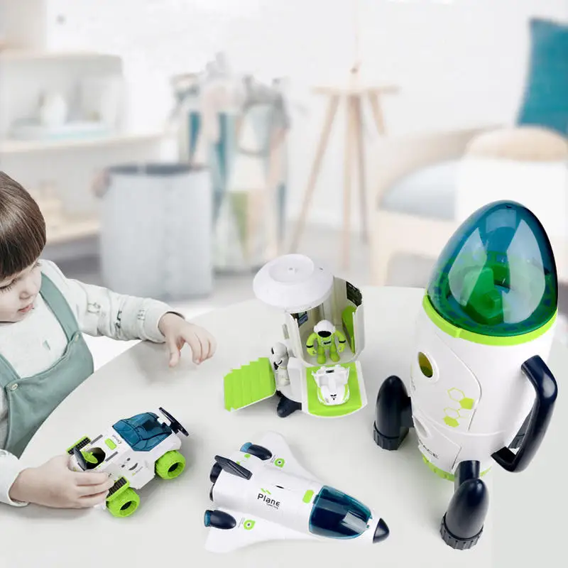 2023 New Puzzle Acousto Optic Space Toys  Air Force Shuttle Space Station Rocket Aviation Series Science Toy Boys Toy Gif