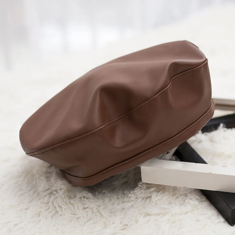 
Pu Leather Beret Hats For Women Winter Flat Cap Female Boina Feminina Fashion Autumn Winter Beret Cap Bone Gorras Painter 