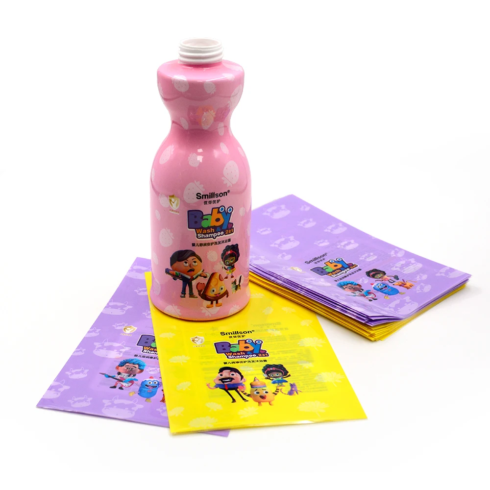 Custom PET PVC Heat Shrink Sleeve Label Baby Wash Shampoo Bottle Shrink Wrap for Liquid Packaging Bottles