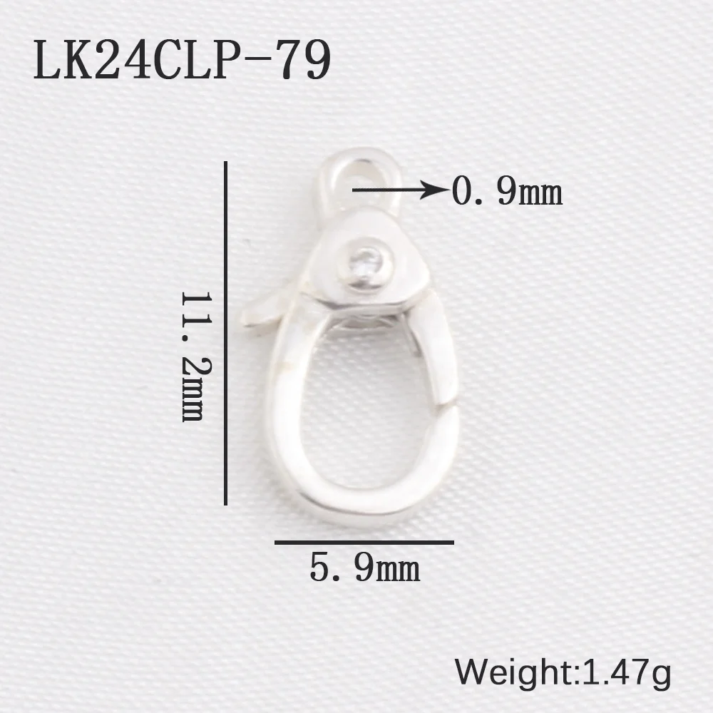 Raw Silver S925 Sterling Silver Vintage Cross Pattern Zirconia Lobster Claw Clasp Double Lock Bracelet Clasp Jewelry Connector
