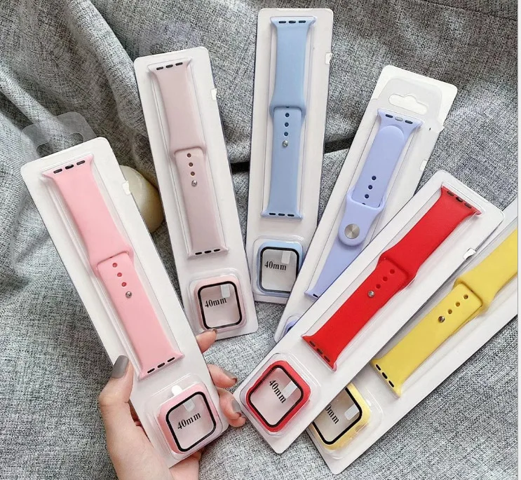 2 in1 Sport Silicone Strap Replacement Bracelet Wristband Watch Band For Apple Watch 7 6 5 4 3 2 1 SE Rubber Protect Case