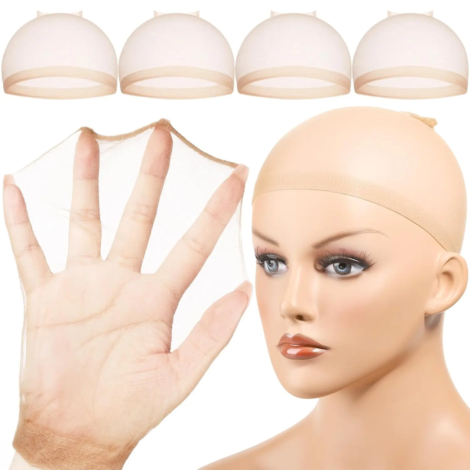 Wholesale 2pcs/bag  HD Wig Cap Ultra Thin Invisible Wig Hair Net Transparent Stockings Net Hat