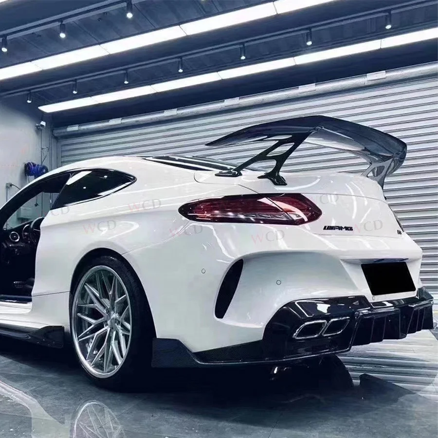 Carbon Fiber Spoiler IMP Style For Mercedes-Benz C-Class W205 C63 Coupe Rear Car Trunk Spoiler Flaps