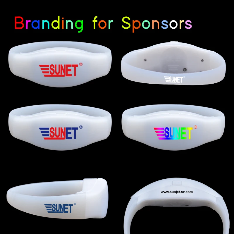 SUNJET Halloween Glow Bracelet Custom Logo Flashing Led Wristband Remote Control