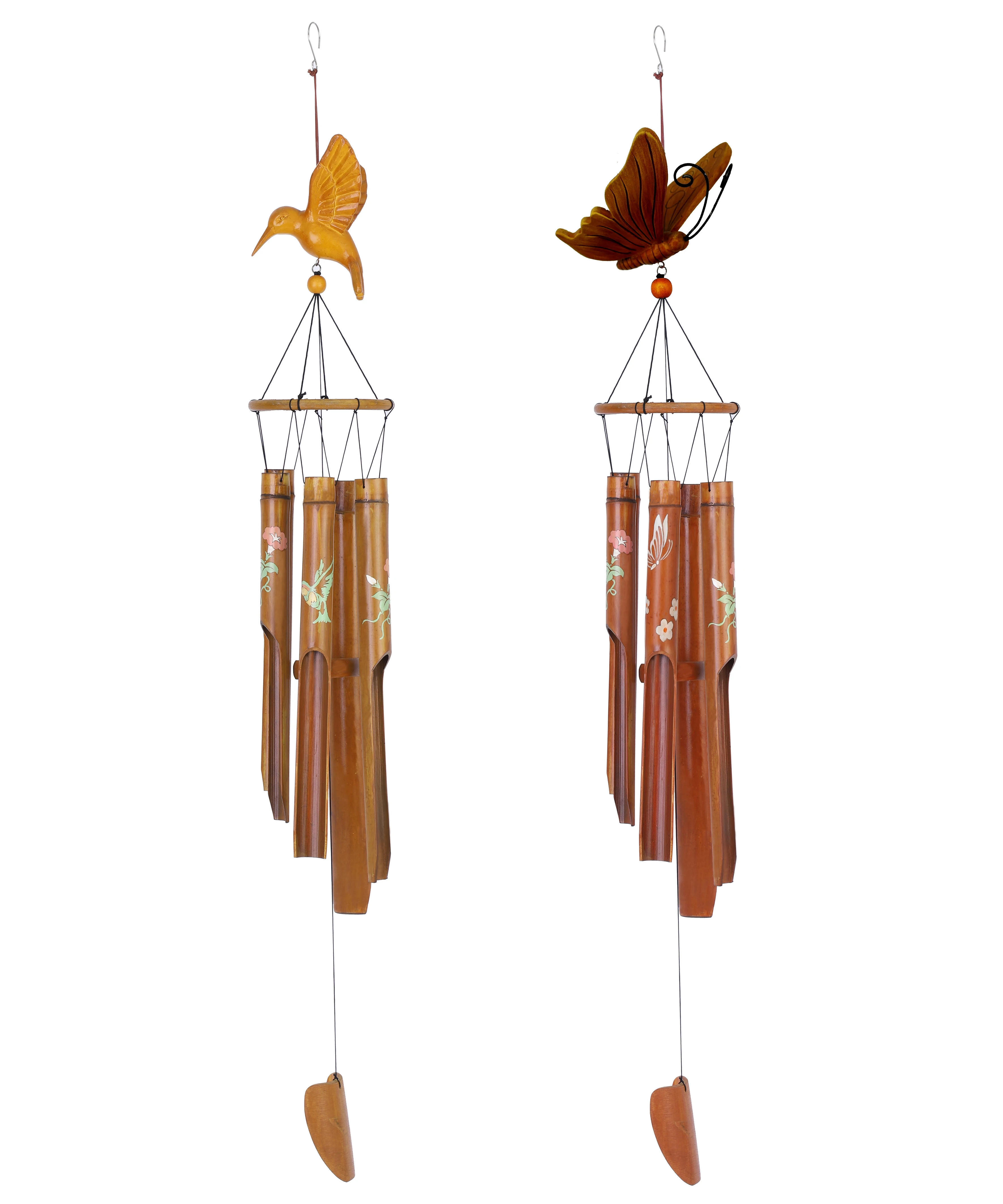 Customized bird-shaped bamboo and wood wind chimes for decoration or commemoration
