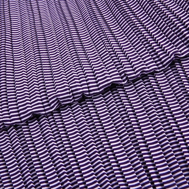 4 way spandex pleated woven stripe moss crepe polyester fabric price per yard