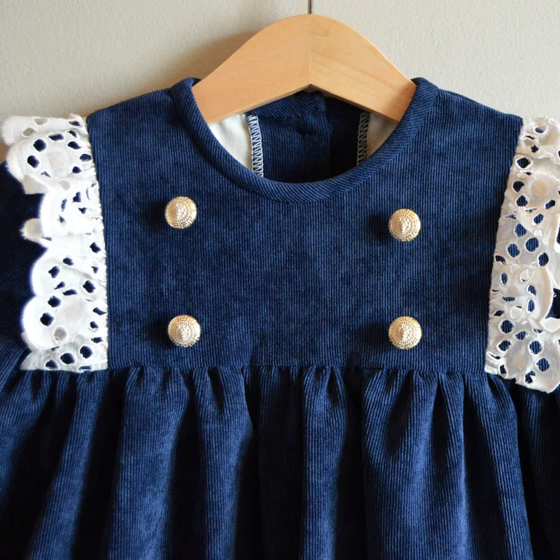 Retro Velvet Lace Froks Cheap Loose Casual European Vintage Children Fabrics For Girls Dresses