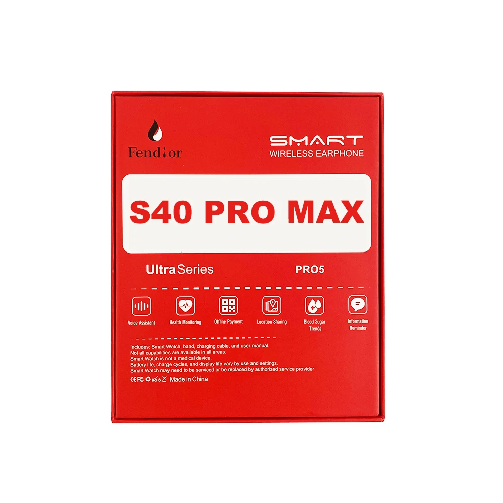 S40 Pro Max 2-in-1 Smart Watch Heart Rate, Blood Pressure, Sports Waterproof Pro5 Earphones and Watch Set