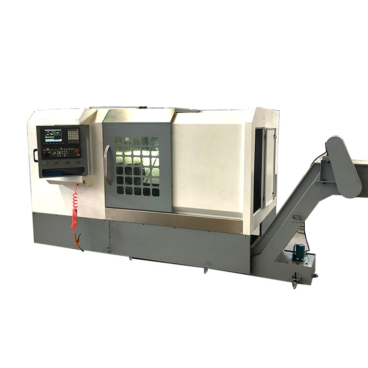 High quality swiss type 3/4 Axis Slant Bed Lathe CNC Turning Center With Short Bar Automat  Feedeer