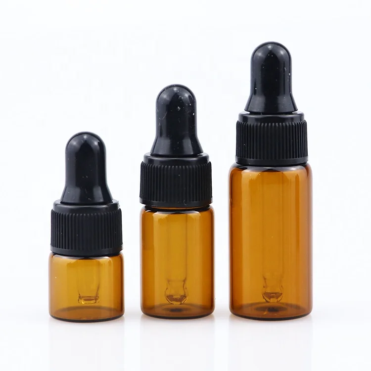 Wholesale clear mini  bottle 1ml 2ml 3ml 5ml 10ml glass vials with glass pipette dropper cap