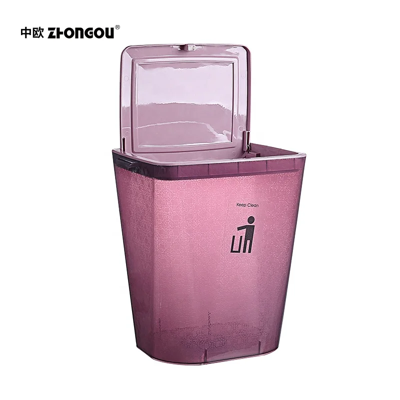Plastic Rectangle Press Lid Waste Bin Set of 2 Garbage Bin For Bathroom Corner