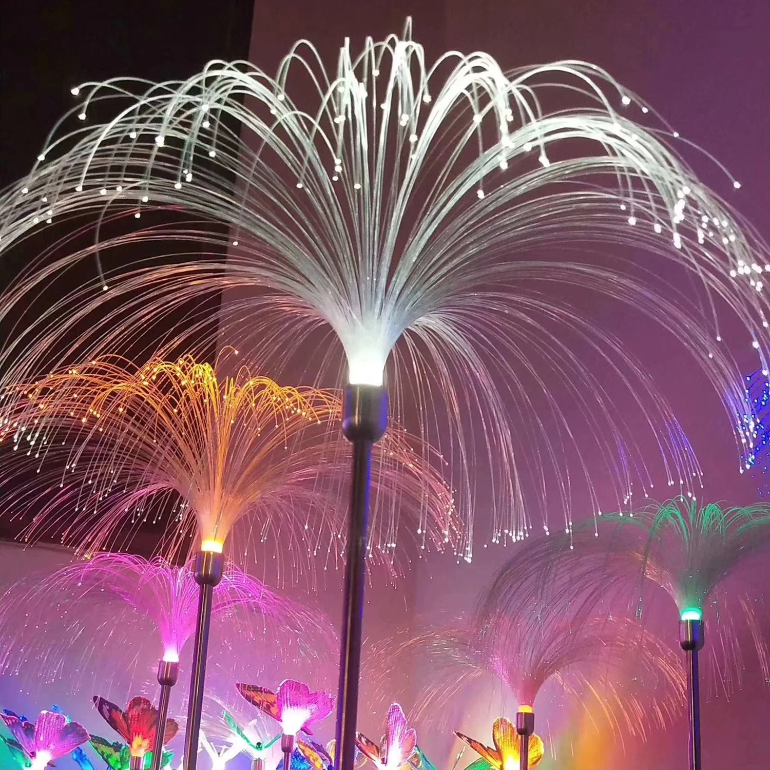 DC12V Diameter20cm outdoor umbrella fiber optic flower for garden