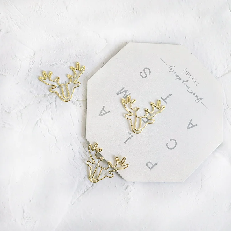 Milu deer gold Paper Clips Bookmark Pin Karea Stationery Office Accessories Memo Clips