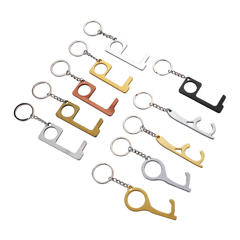 New arrival no touch door opener metal key chain epidemic prevention EDC keychain