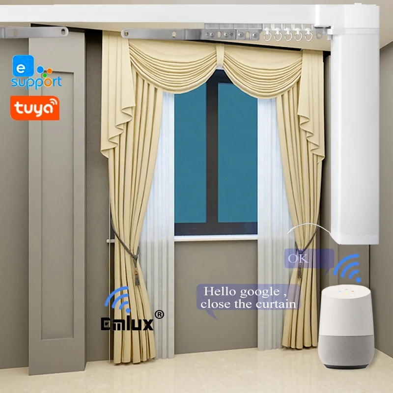 YS-MT750 with roman motorized curtain rod electric smart wifi electric curtain
