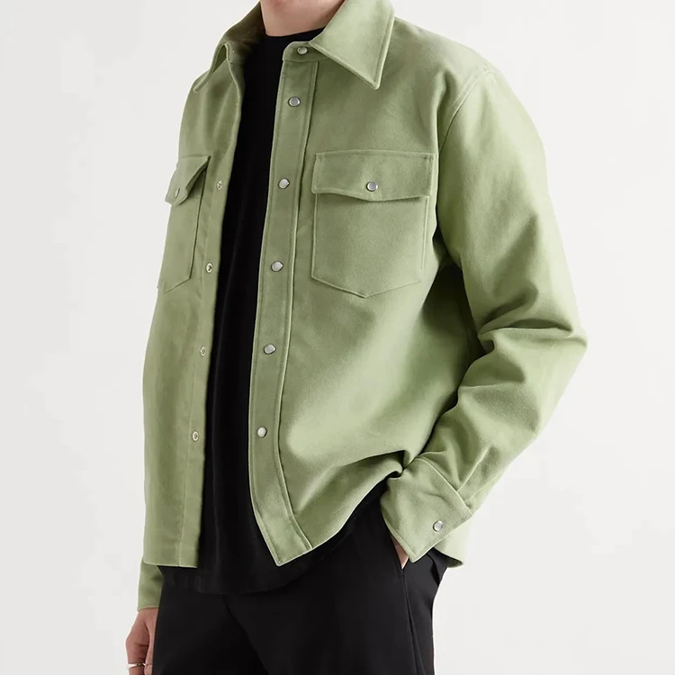 OEM пользовательский логотип пустой сплошной цвет хлопок бумазея рубашки куртки для мужчин