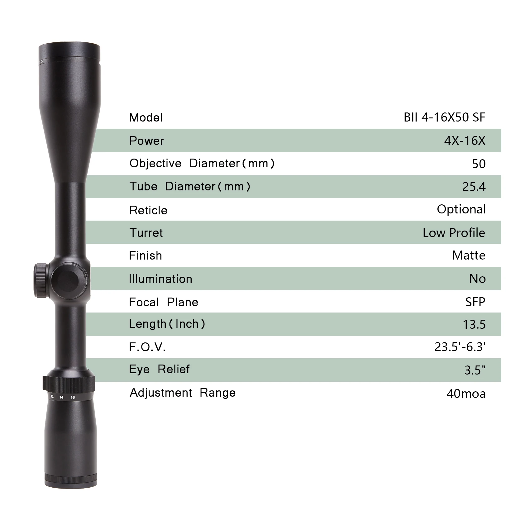 Air Gun Hunting Riflescope Sniper Hunting RifleScope BII 4-16X50 SF Scope