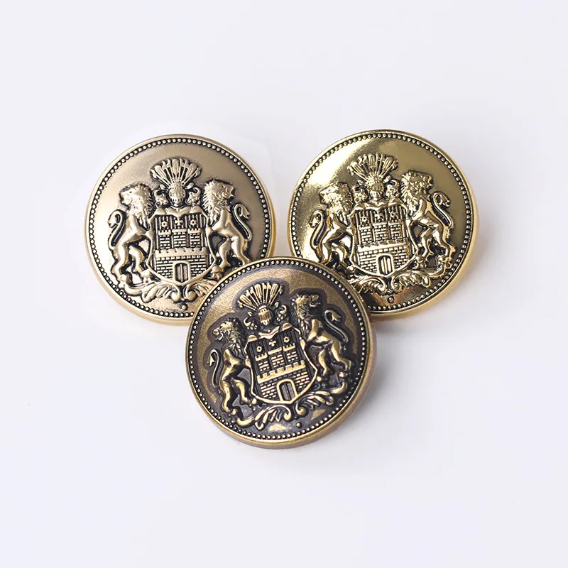 Double Lion flat metal button woolen coat outerwear zinc alloy suit hand-stitched trench coat clothes high-grade button