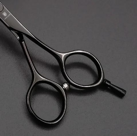 Customized small size barber scissors hair scissors black coated hairdressing scissors in 5 inch