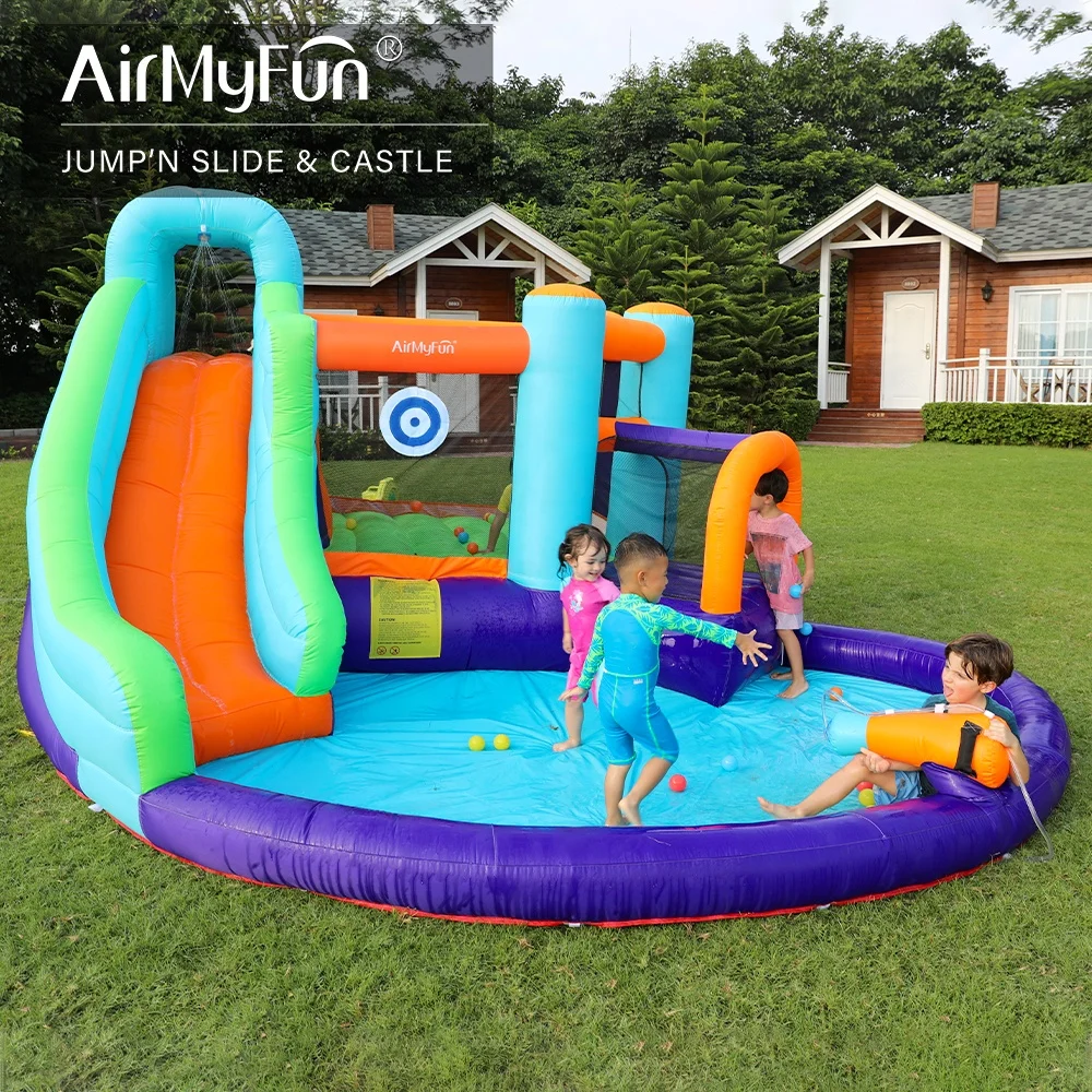 
AirMyFun Jumping Water Bounce House For Kids Inflatable Bouncer Slide Bouncy Castle with Slide 