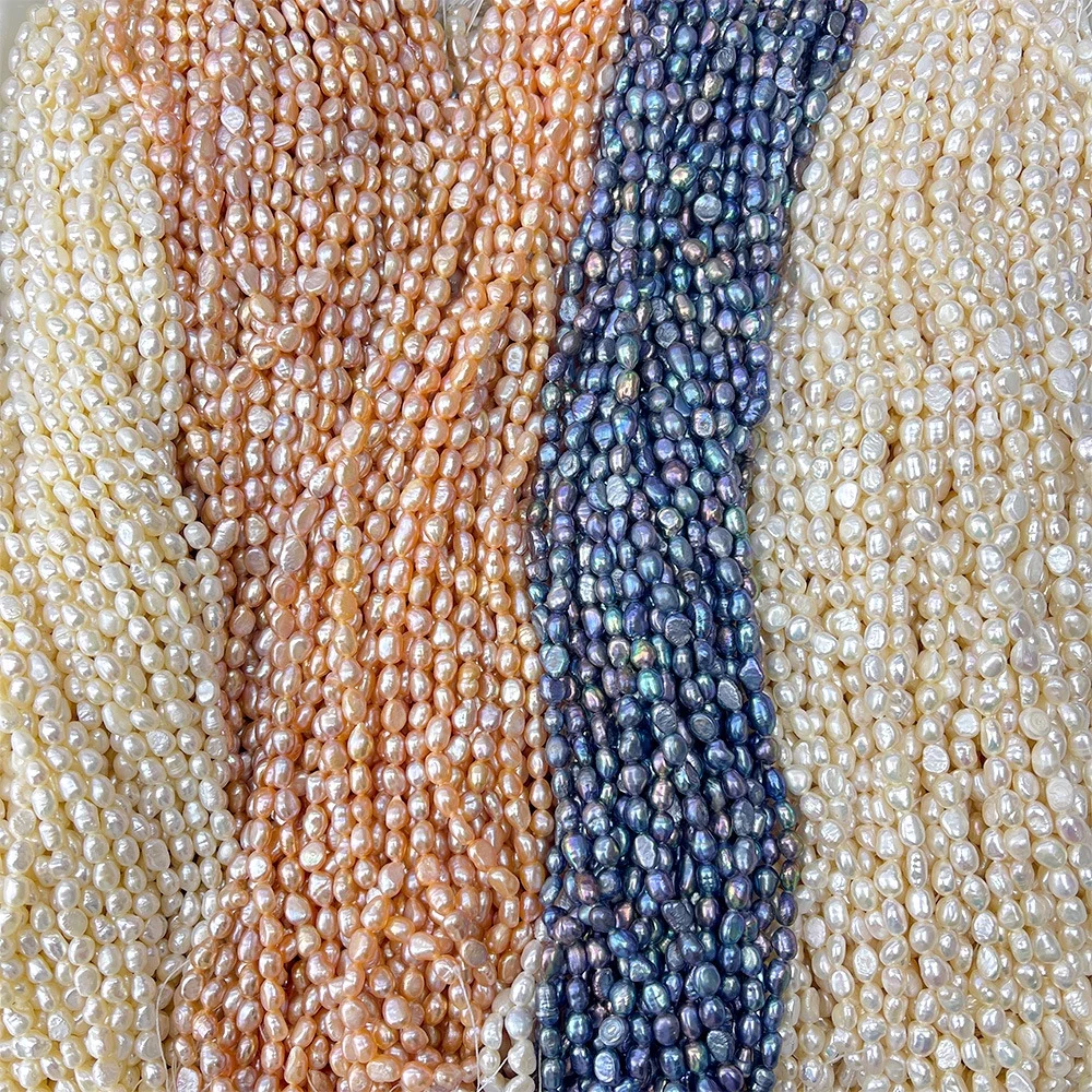 R.GEM.Straight Hole Natural Two-Sided Light Irregular Baroque Freshwater Pearl Strand For Jewelry Making Bracelet Earrings