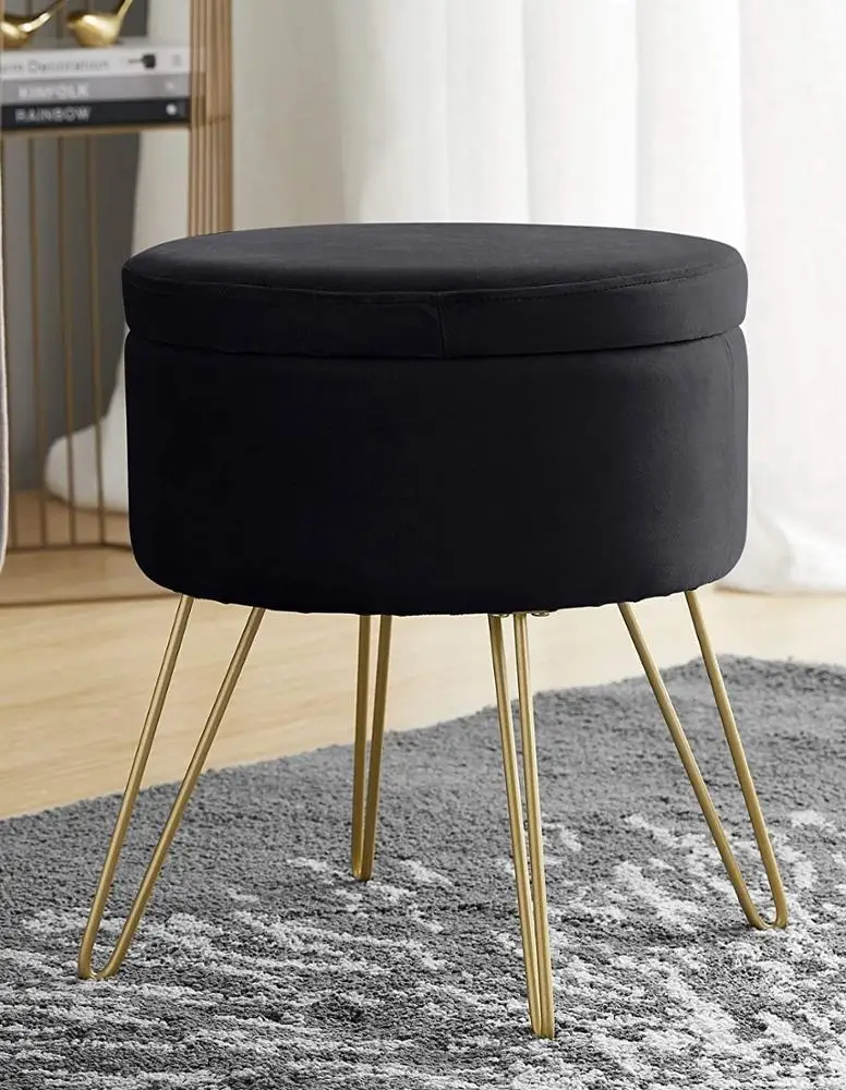 
living room furniture Modern cheap Round Velvet Footstool Storage stool 