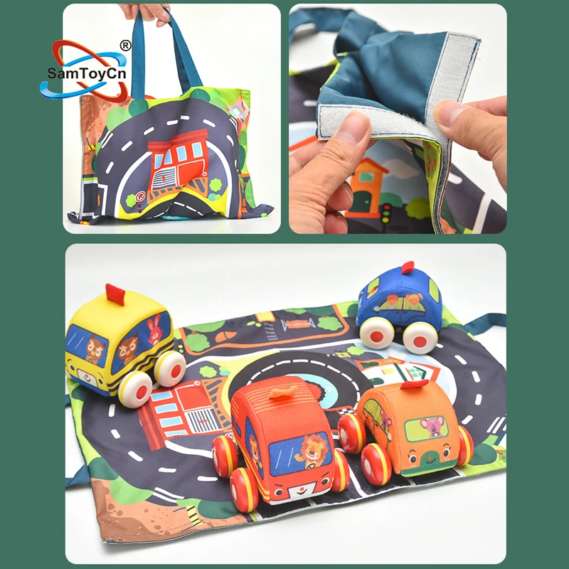 Toddlers Educational Storage Bags Activity Baby Carpet Cloth Car Play Crawling Folding Cotton Soft Play Mat Kids