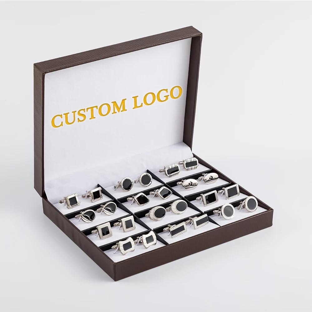JINJIE wholesale cheapest silver and gold color  iron material cufflinks for men with gift box