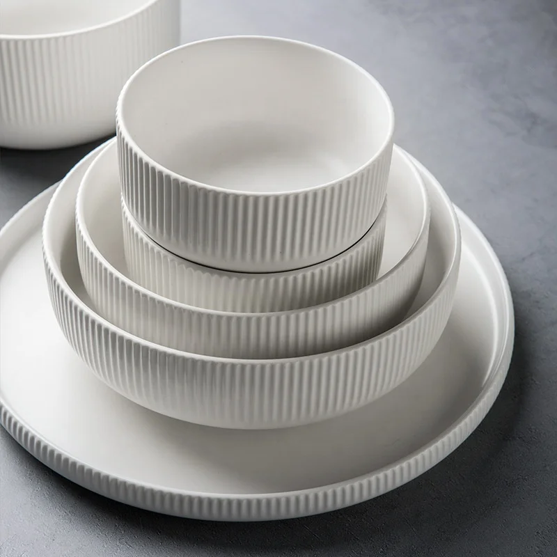 Western Style Nordic White Dinnerware Luxury Porcelain Dinner Set Vajilla De Ceramic  Nordic Ceramic Tableware