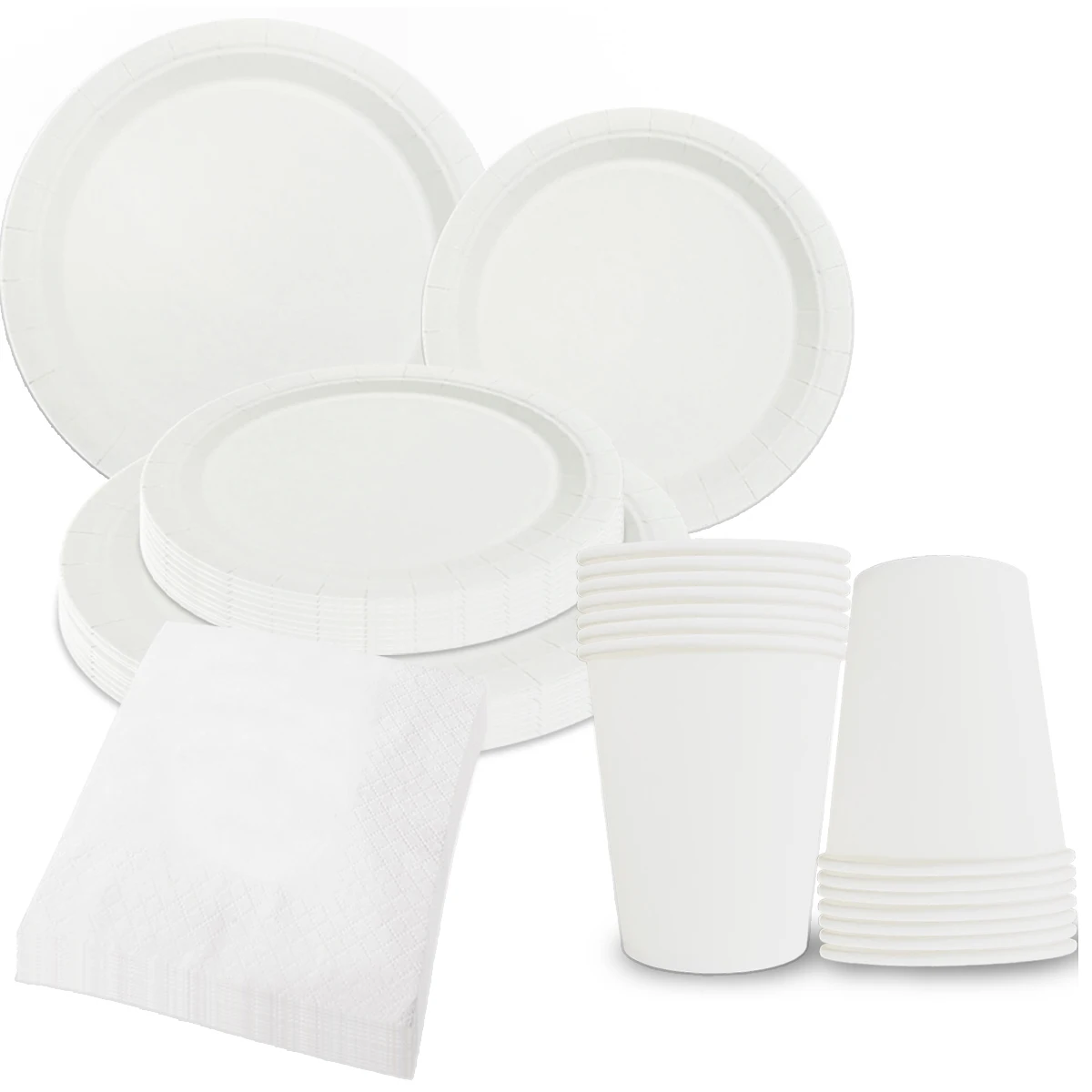 White Disposable Tableware set Party Tableware Supplies White Dessert Plate Customized logo And Pattern