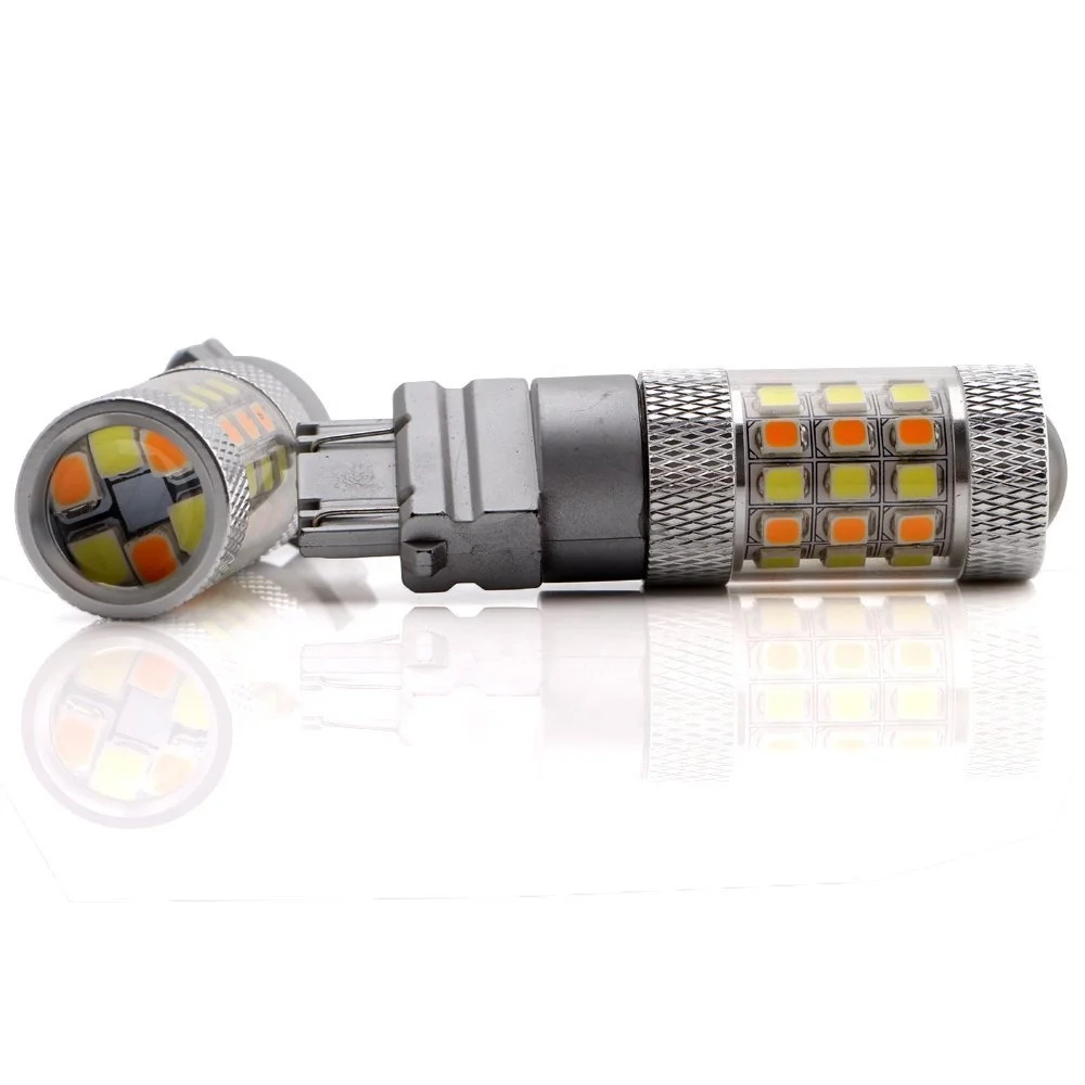 Car LED Bulb T25 3157 7443 White Amber Auto LED DRL Lights Dual Color LED Turn Signal Light switchback 42smd 2835
