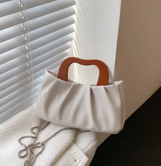 
Fashion design wooden wrist pu leather handbags ladies pu bag hand bags women 