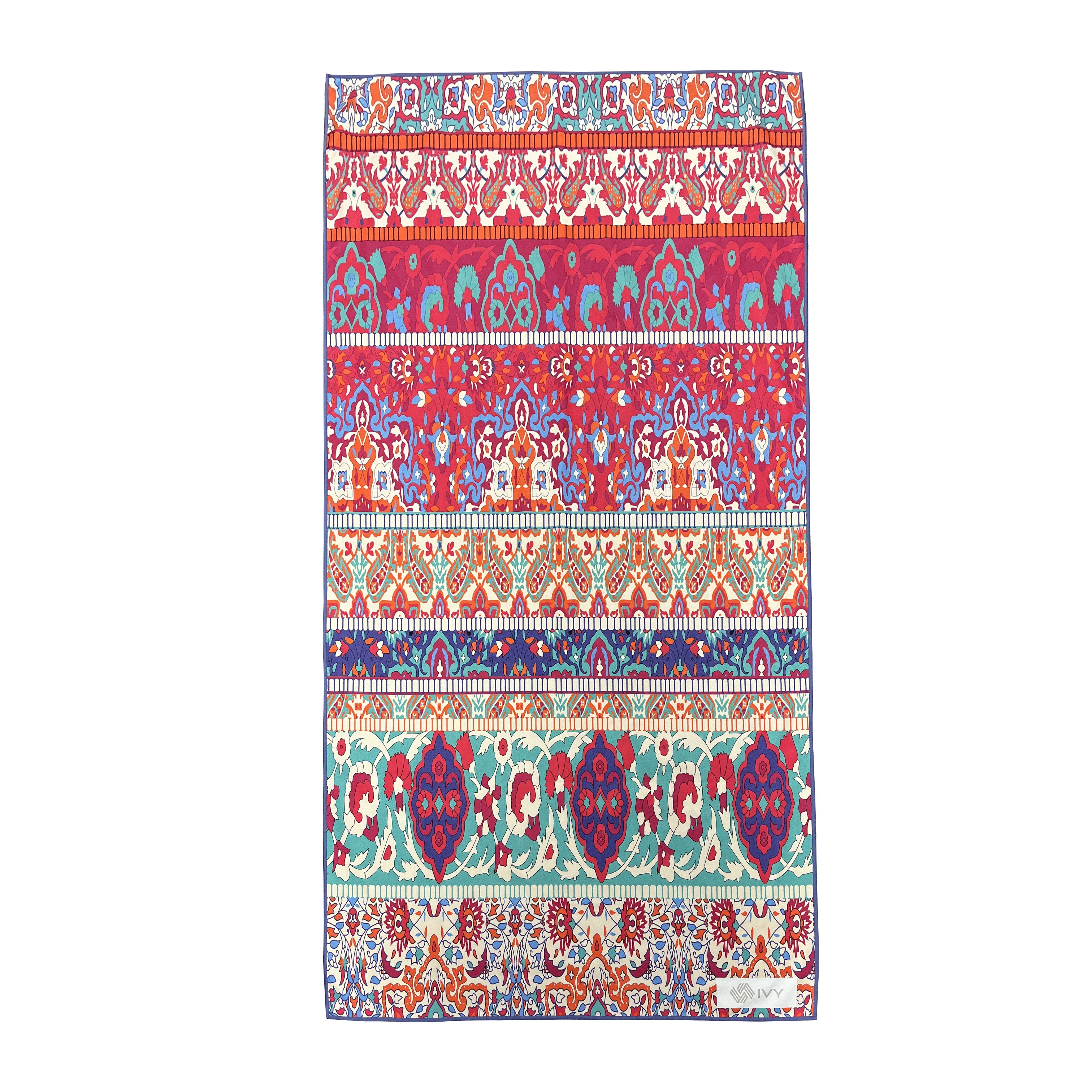 Low MOQ Custom your logo design cotton and polyester material Digital printed beach towel with gift box