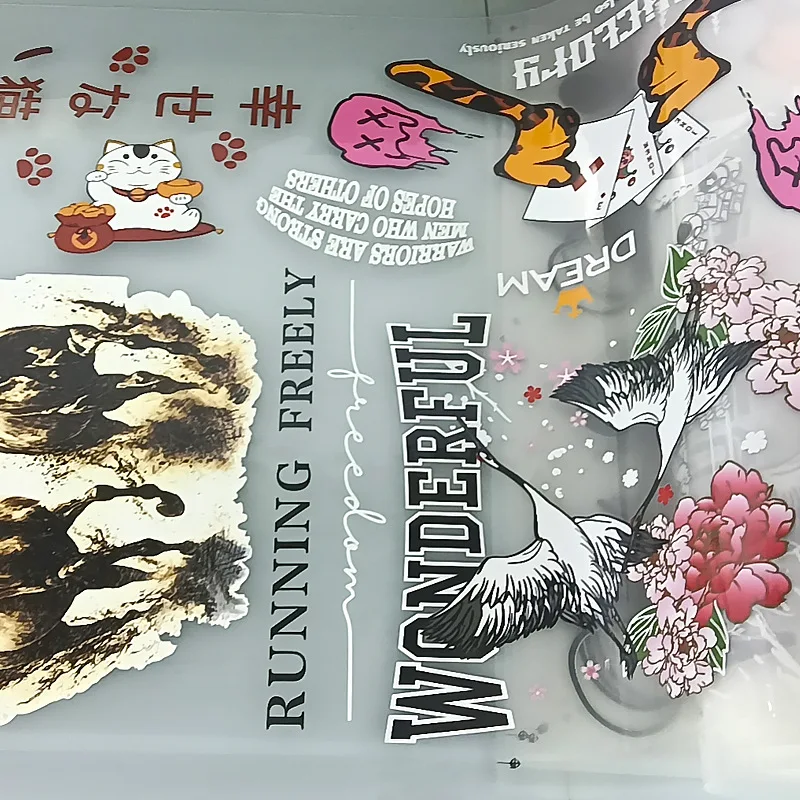 Wholesale Custom Designs Brand Name Logo Plastisol A3 DTF Vinyl Film 3D Heat Press Transfer Stickers Labels for T Shirts