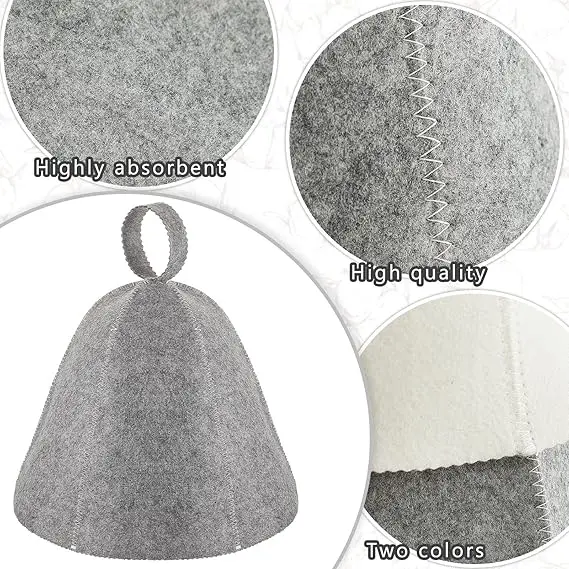 wholesale top quality 100% wool felt sauna hat/cap for Russia Bath and Banya Hat