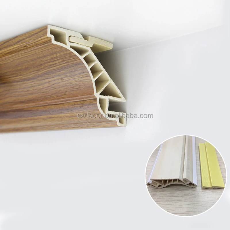 PVC False Ceiling Cornice Moulding Designs Fireproof Waterproof Wall Decor Corner Interior Crown Molding